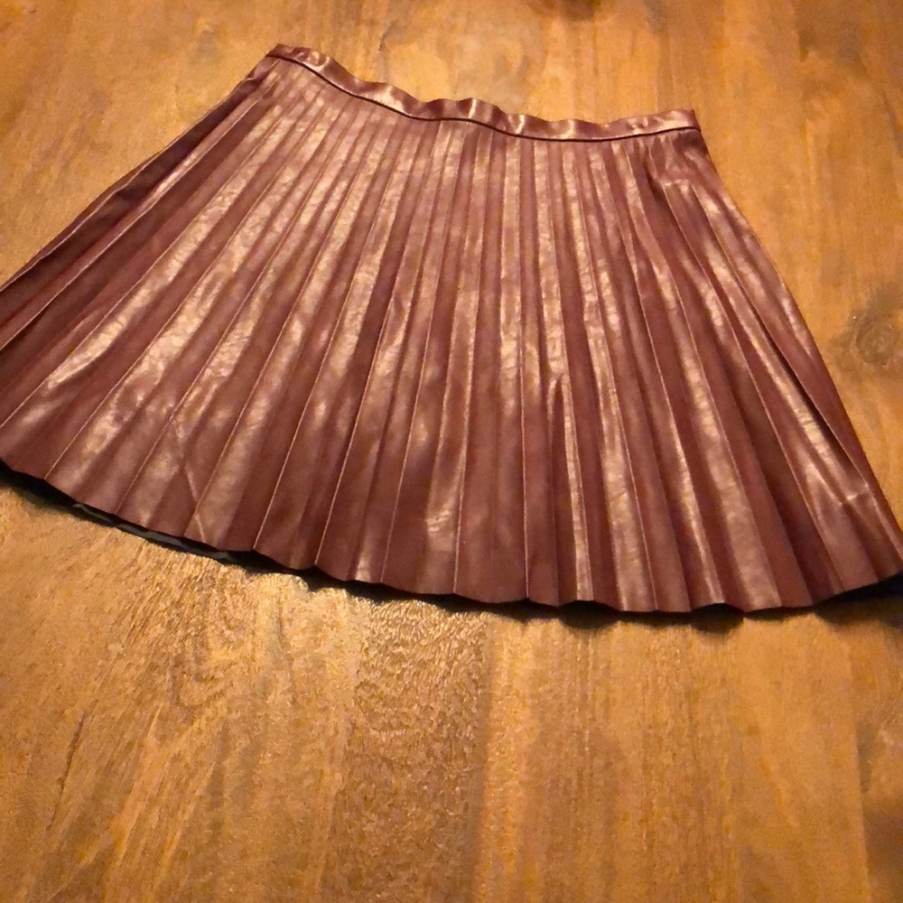J Crew faux leather pleated skirt Cabernet